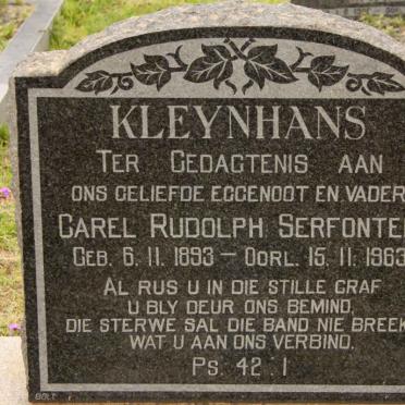 KLEYNHANS Carel Rudolph Serfontein 1893-1963