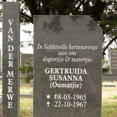 MERWE Gertruida Susanna, van der 1965-1967