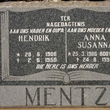 MENTZ Hendrik 1906-1950 &amp; Anna Susanna BOOYSEN 1906-1995
