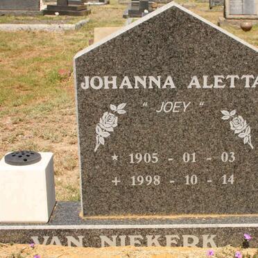 NIEKERK Johanna Aletta, van 1905-1998