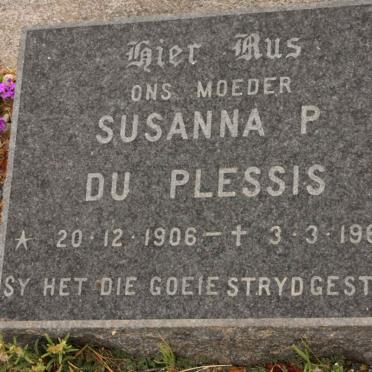 PLESSIS Susanna P., du 1906-1966