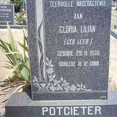 POTGIETER Gloria Lilian nee LEEB 1930-1980