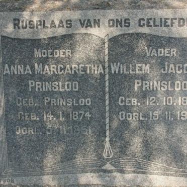 PRINSLOO Willem Jacobus 1866-1949 &amp; Anna Margaretha PRINSLOO 1874-1951