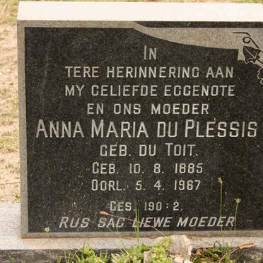 PLESSIS Anna Maria, du nee DU TOIT 1885-1967