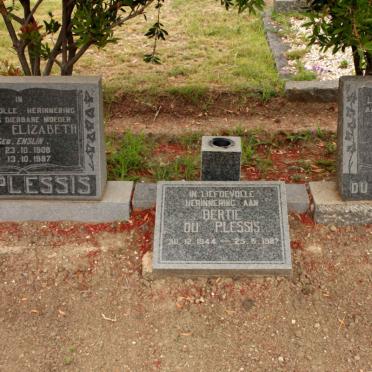 PLESSIS Jacobus A., du 1890-1960 &amp; Anna Elizabeth ENSLIN 1908-1987 :: DU PLESSIS Bertie 1944-1987