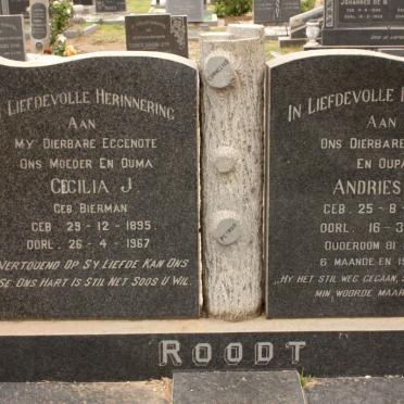 ROODT Andries A. 1891-1973 &amp; Cecilia J. BIERMAN 1895-1967