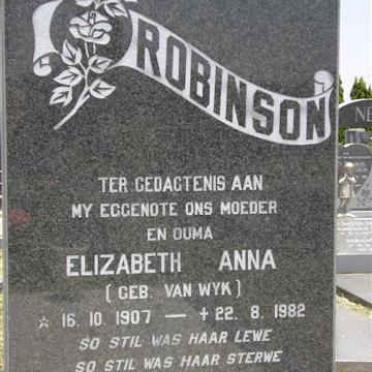 ROBINSON Elizabeth Anna nee VAN WYK 1907-1982