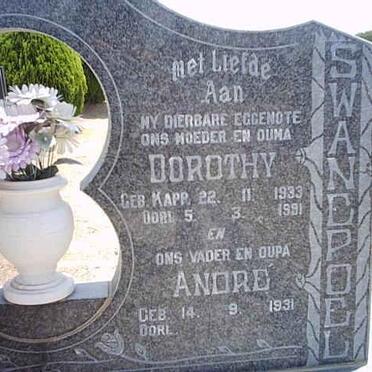 SWANEPOEL Andre 1931- &amp; Dorothea KAPP 1933-1991