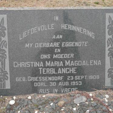 TERBLANCHE Christina Maria Magdalena nee GRIESSENDORF 1908-1953