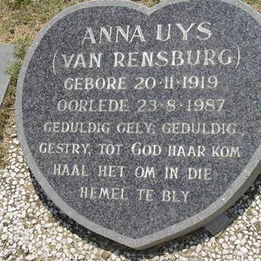 UYS Anna nee VAN RENSBURG 1919-1987