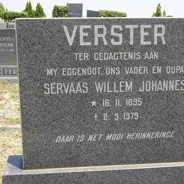 VERSTER Servaas Willem Johannes 1895-1979