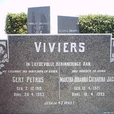 VIVIERS Gert Petrus 1919-1983 &amp; Martha Johanna Catharina Jacoba 1921-1995