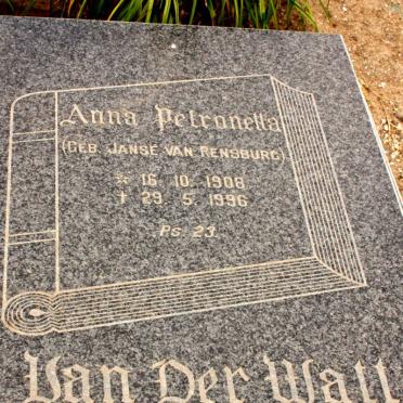 WALT Anna Petronella, van der nee JANSE VAN RENSBURG 1908-1996