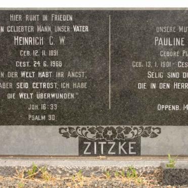 ZITZKE Heinrich C.W. 1891-1968 &amp; Pauline A.L. PIATER 1901-1990
