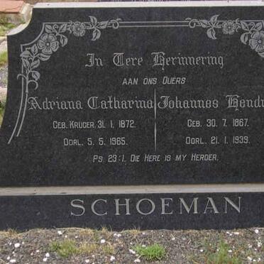 SCHOEMAN Johannes Hendrik 1867-1939 &amp; Adriana Catharina KRUGER 1872-1965