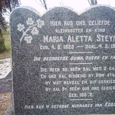 STEYN Maria Aletta 1925-1943