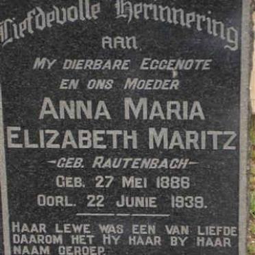 MARITZ Anna Maria Elizabeth nee RAUTENBACH 1886-1939