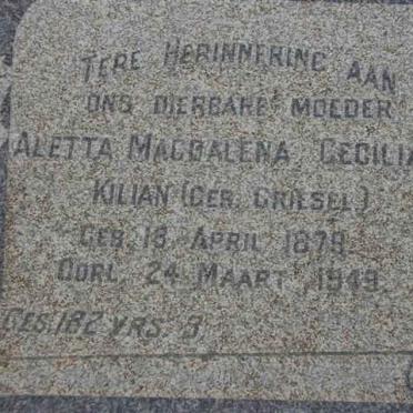 KILIAN Aletta Magdalena Cecilia nee GRIESEL 1879-1949