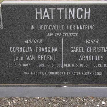 HATTINGH Carel Christiaan Arnoldus 1869-1939 &amp; Cornelia Francina VAN EEDEN 1887-1980
