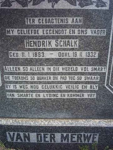 MERWE Hendrik Schalk, van der 1883-1932