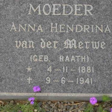 MERWE Anna Hendrina, van der nee RAATH 1881-1941