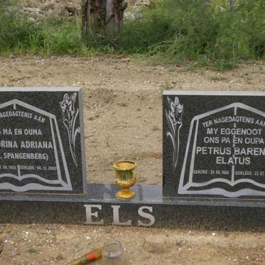 ELS Petrus Barend Elatus 1926-1996 &amp; Hendrina Adriana SPANGENBERG 1930-2000