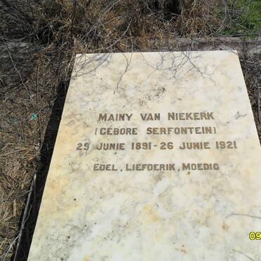 NIEKERK Mainy, van nee SERFONTEIN 1891-1921