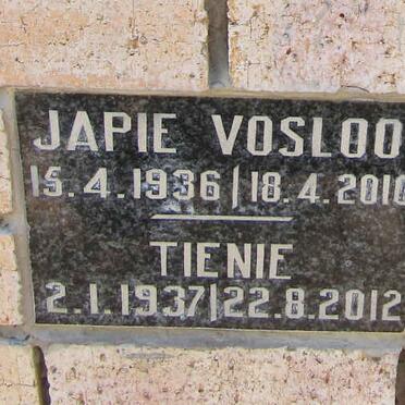 VOSLOO Japie 1936-2010 &amp; Tienie 1937-2012