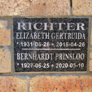 RICHTER Bernhardt Prinsloo 1927-2020 &amp; Elizabeth Gertruida 1931-2018