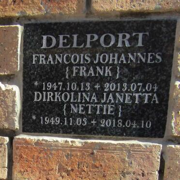 DELPORT Francois Johannes 1947-2013 &amp; Dirkolina Janetta 1949-2018