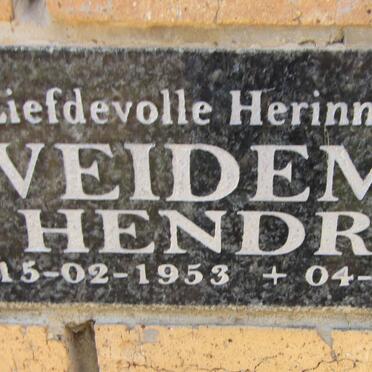 WEIDEMAN Hendrik 1953-2014