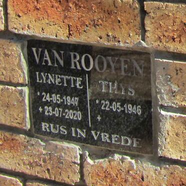 ROOYEN Thys, van 1946- &amp; Lynette 1947-2020