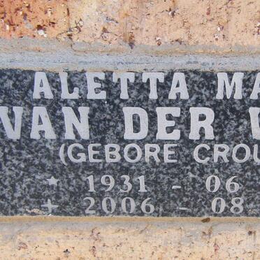 WALT Aletta Maria, van der nee CROUS 1931-2006