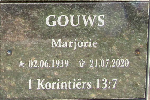 GOUWS Marjorie 1939-2020