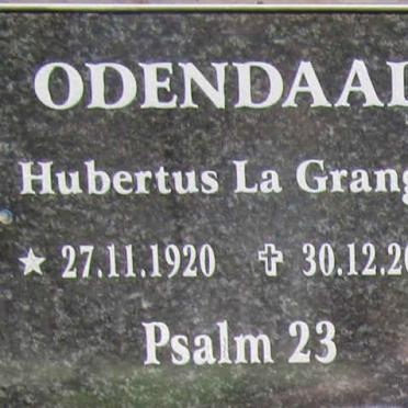 ODENDAAL Hubertus La Grange 1920-2014