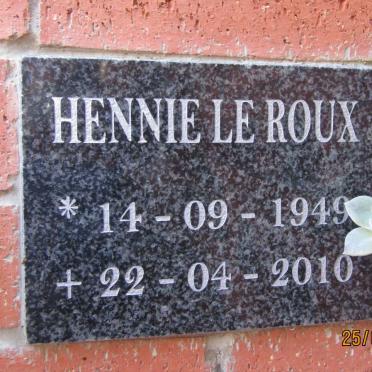 ROUX Hennie, le 1949-2010
