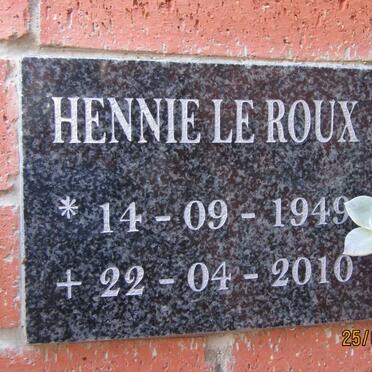 ROUX Hennie, le 1949-2010