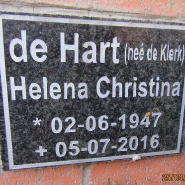 HART Helena Christina, de nee DE KLERK 1947-2016