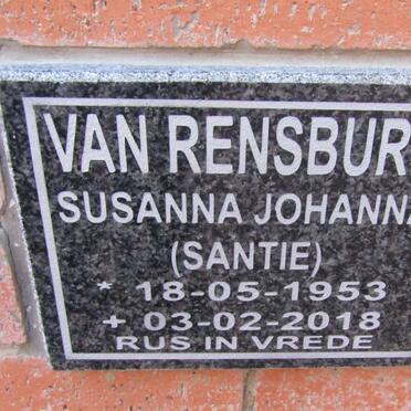 RENSBURG Susanna Johanna, van 1953-2018