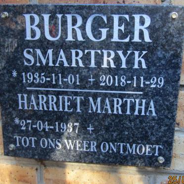 BURGER Smartryk 1935-2018 &amp; Harriet Martha 1937-