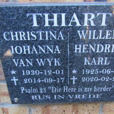 THIART Willem Hendrik Karl 1925-2020 &amp; Christina Johanna nee VAN WYK 1930-2014