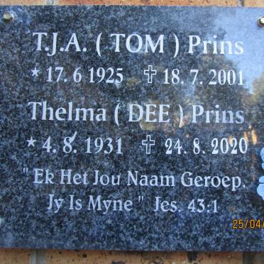 PRINS T.J.A. 1925-2001 &amp; Thelma 1931-2020