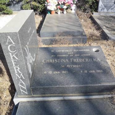 ACKERMANN Christina Frederieka nee REYNECKE 1921-1968