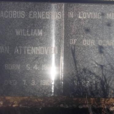 ATTENHOVEN Jacobus Ernestos William, van 19??-19?2