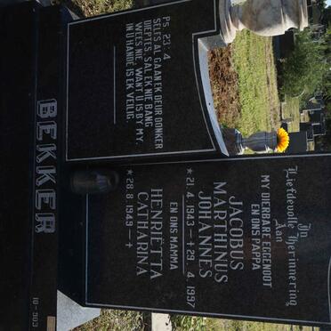 BEKKER Jacobus Marthinus Johannes 1943-1997 &amp; Henrietta Catharina 1949-