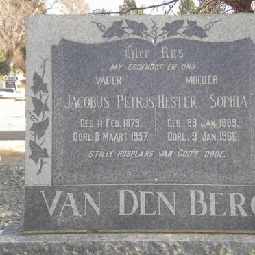 BERG Jacobus Petrus, van den 1879-1957 &amp; Hester Sophia 1889-1966