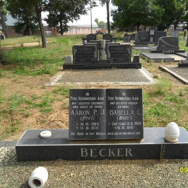 BECKER Aaron P.J. 1904-1972 &amp; Isabella C. GREYLING 1908-1986