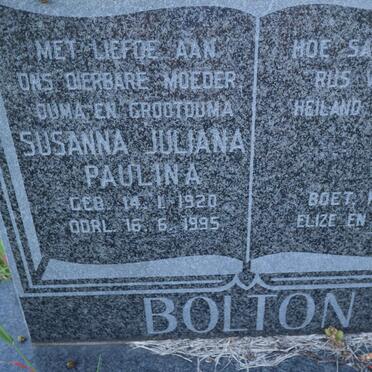 BOLTON Susanna Juliana Paulina 1920-1995