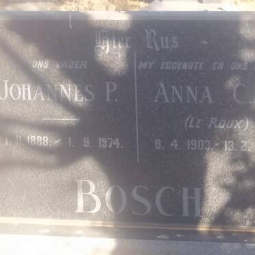 BOSCH Johannes P. 1888-1974 &amp; Anna C.S. LE ROUX 1903-1970