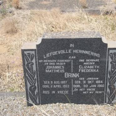 BRINK Johannes Mattheus 1887-1053 &amp; Elizabeth Frederika JORDAAN 1884-1960